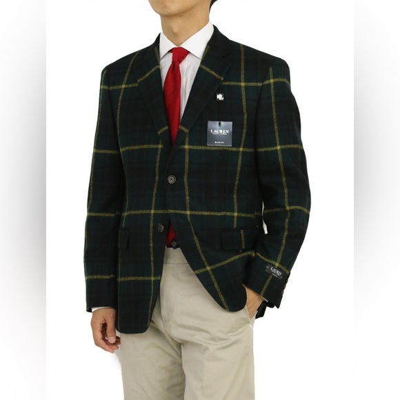 Polo Ralph Lauren Green Plaid Slim Fit Blazer. - Picture 1 of 3